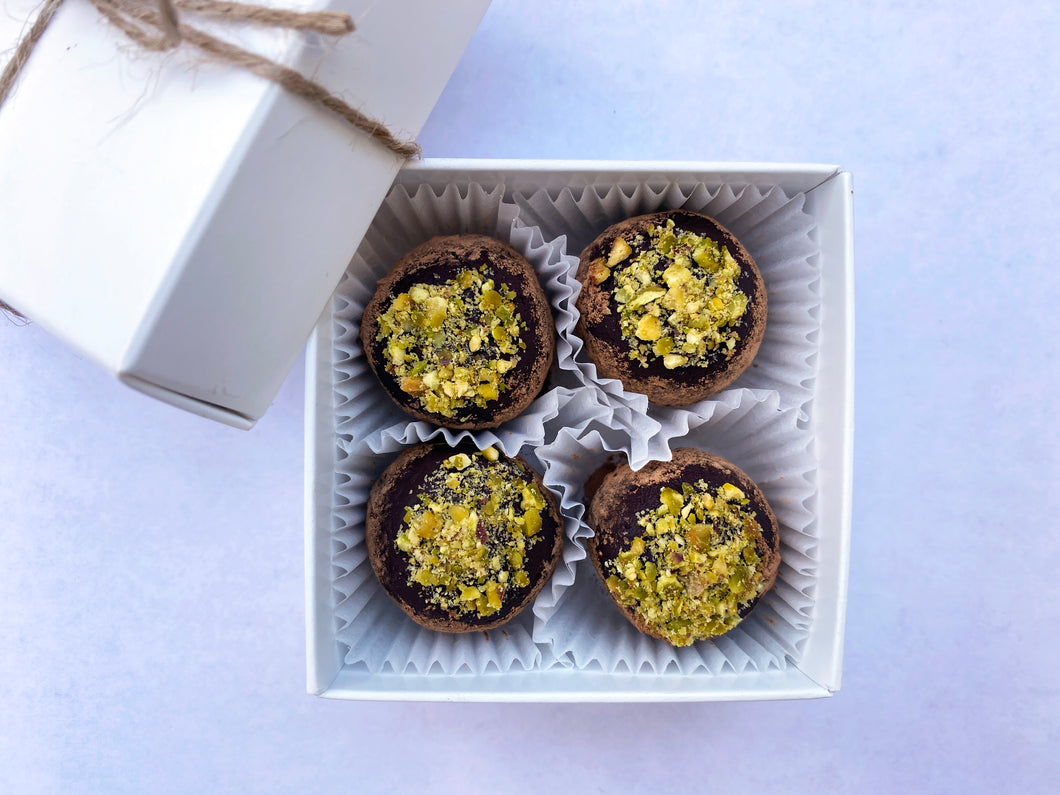 Rose Cardamom Pistachio Truffles
